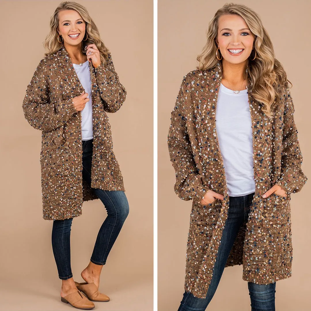 In My Sights Mocha Speckled Cardigan