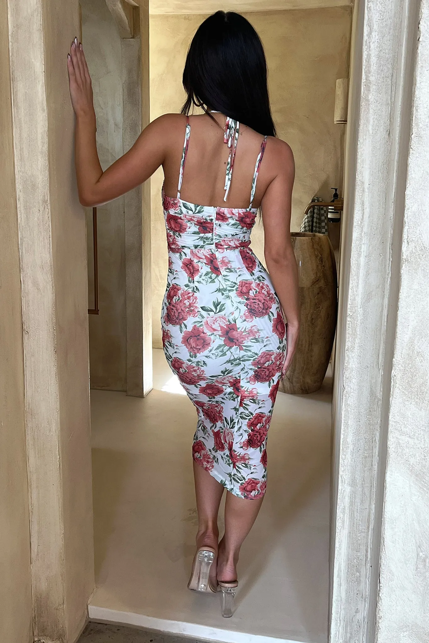 Ishana Midi Dress - Red Floral