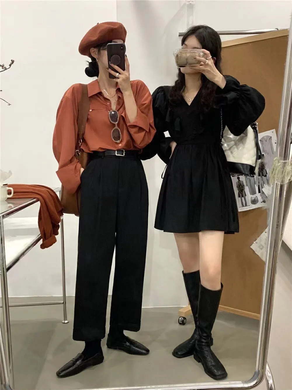 [Korean Style] 4 Color High Waist Wide Leg Straight Cropped Trousers
