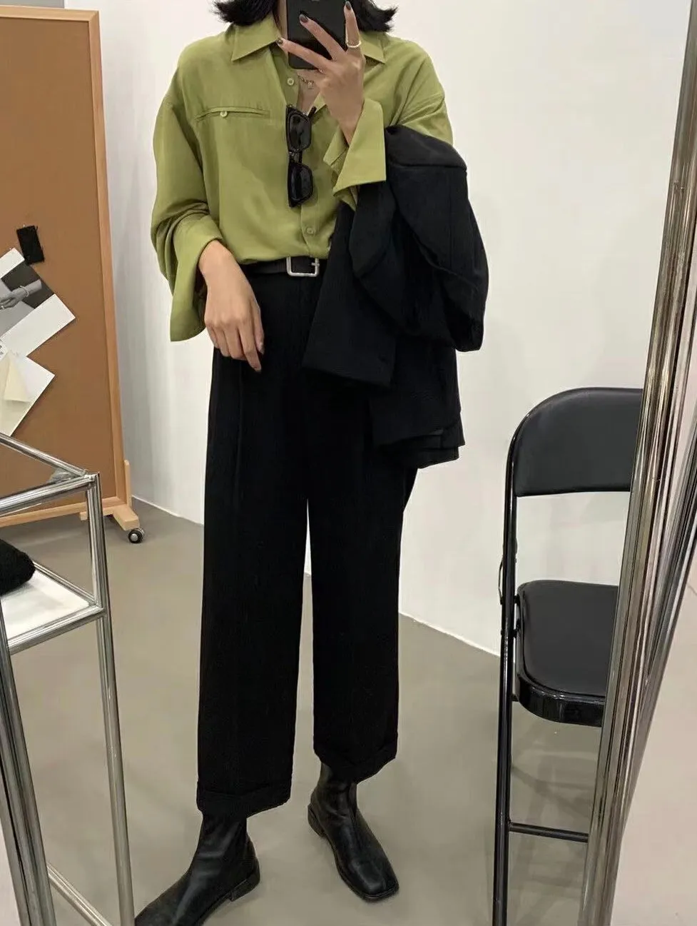 [Korean Style] 4 Color High Waist Wide Leg Straight Cropped Trousers