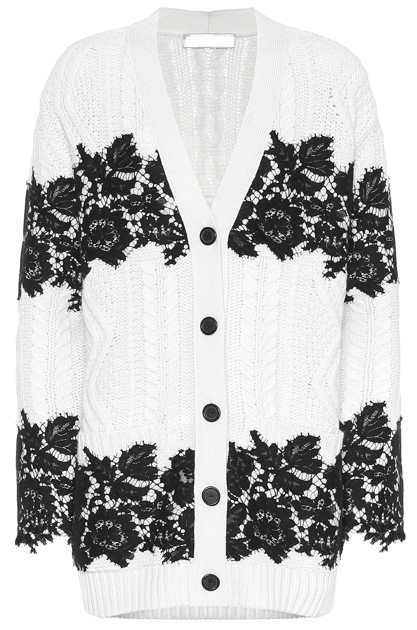 Lace-Trimmed Cardigan, White