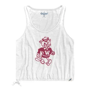 Ladies White Drawstring Butch Tank