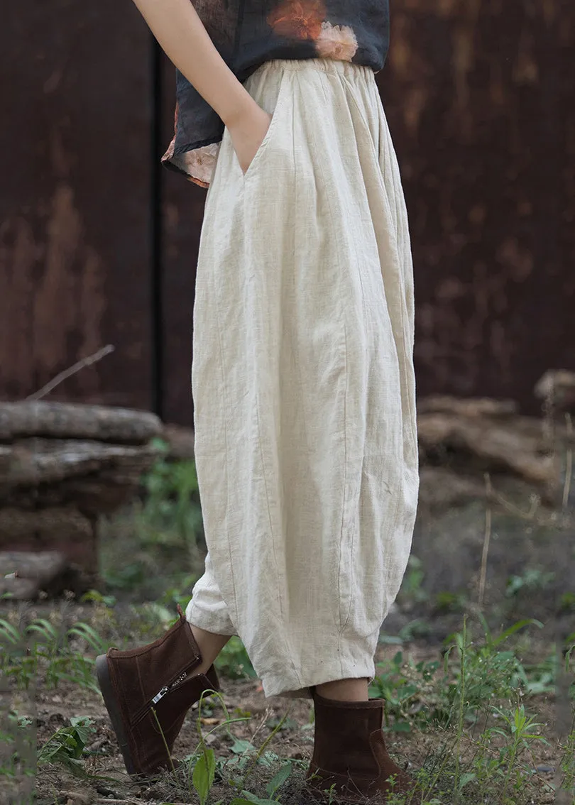 Linen Wrinkled Patchwork High Waist Wide Leg Pants ML2332