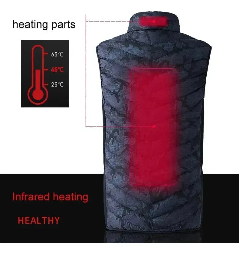 LoClimb Men's Camouflage USB Heated Vest Sleeveless Jacket for Hiking Skiing