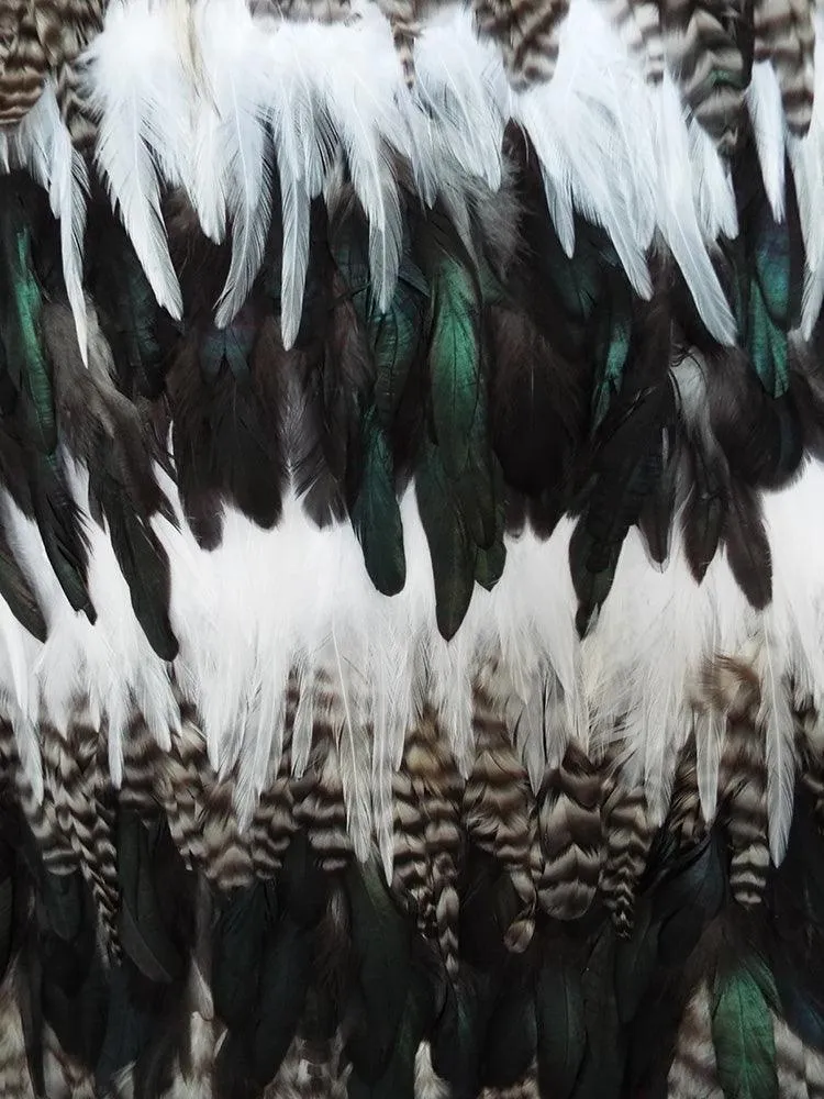 Maori Feather Korowai - White Jade Mottled Stripe