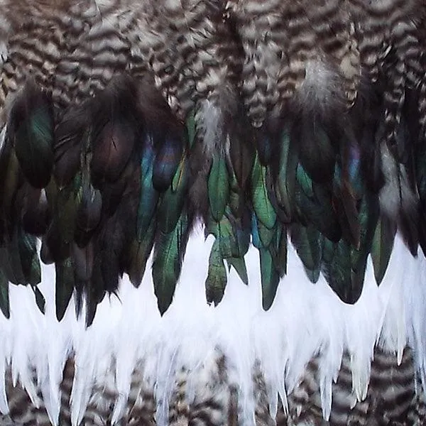 Maori Feather Korowai - White Jade Mottled Stripe