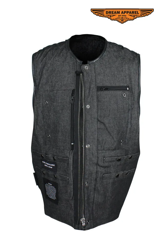 Men's Black Denim Club Vest