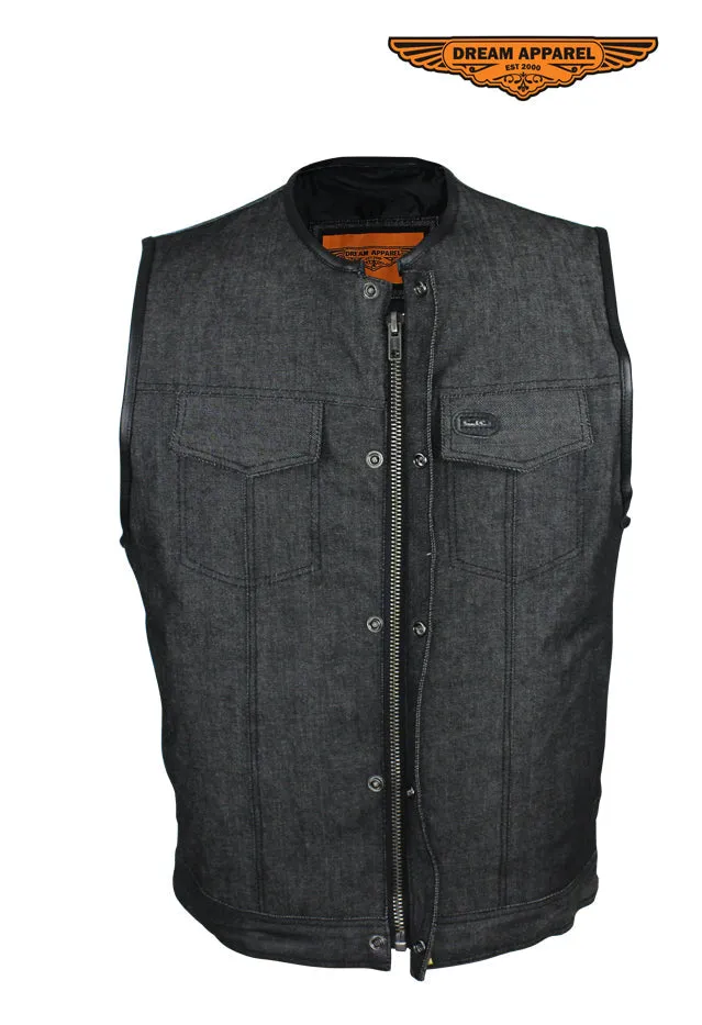 Men's Black Denim Club Vest