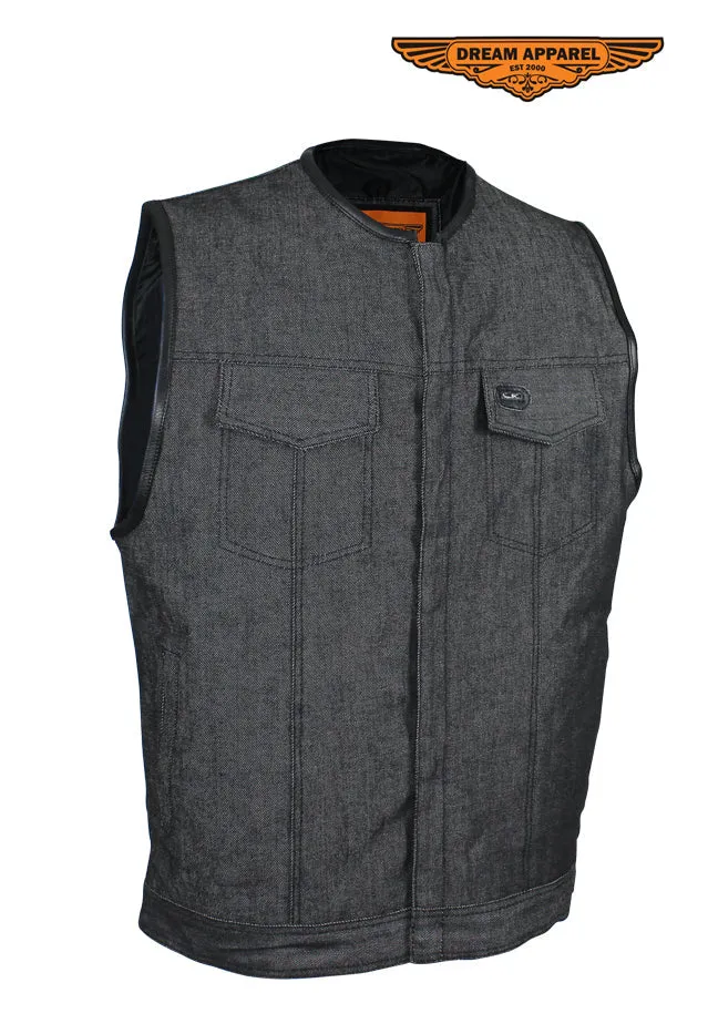 Men's Black Denim Club Vest