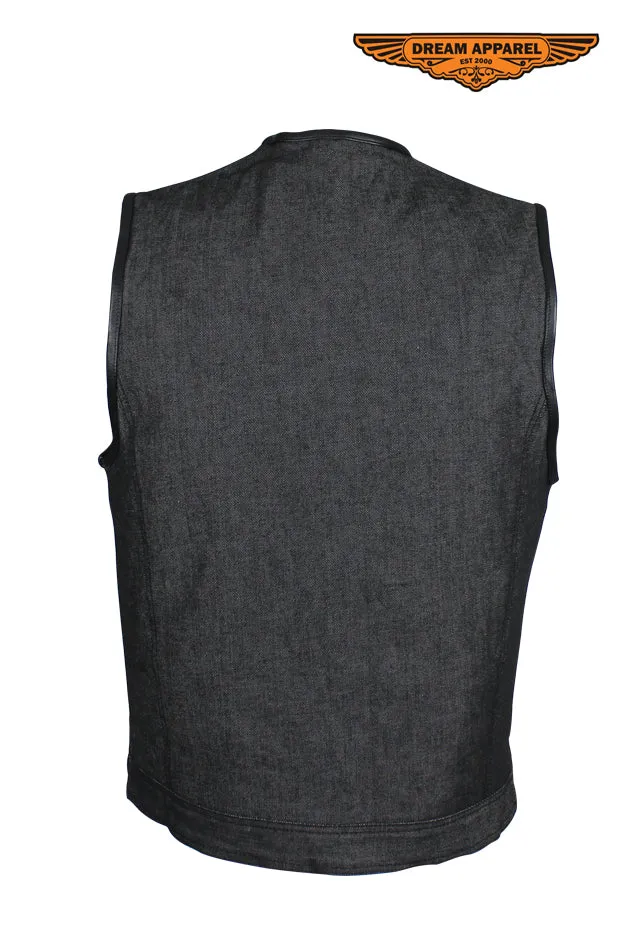 Men's Black Denim Club Vest
