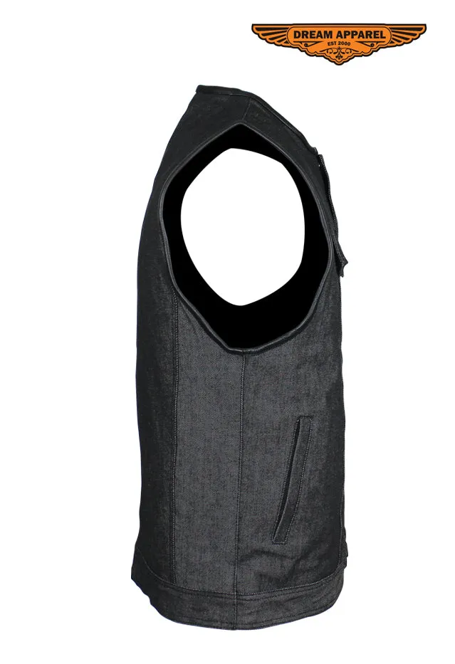 Men's Black Denim Club Vest