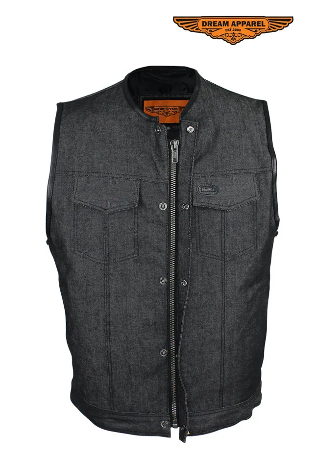 Men's Black Denim Club Vest