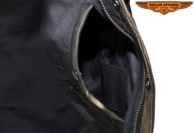 Men's Distressed Brown Leather Motorcycle Club Vest