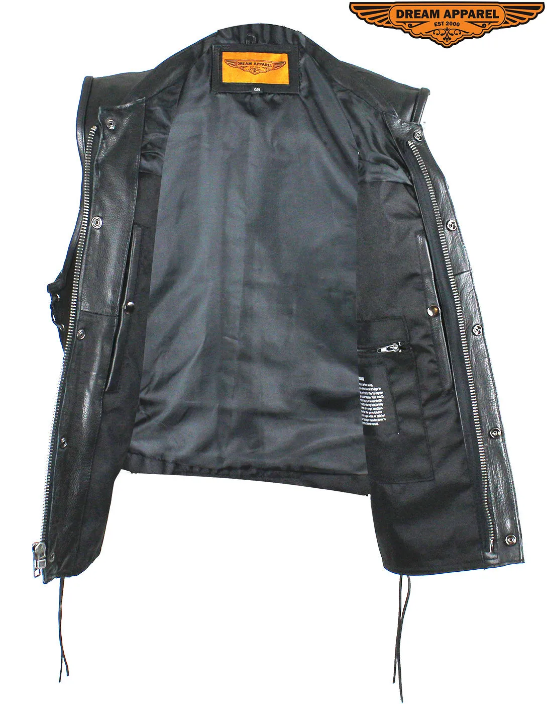Men's Leather Gun Pocket Vest with Side Laces
