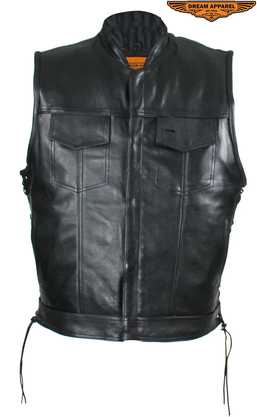 Men's Leather Gun Pocket Vest with Side Laces