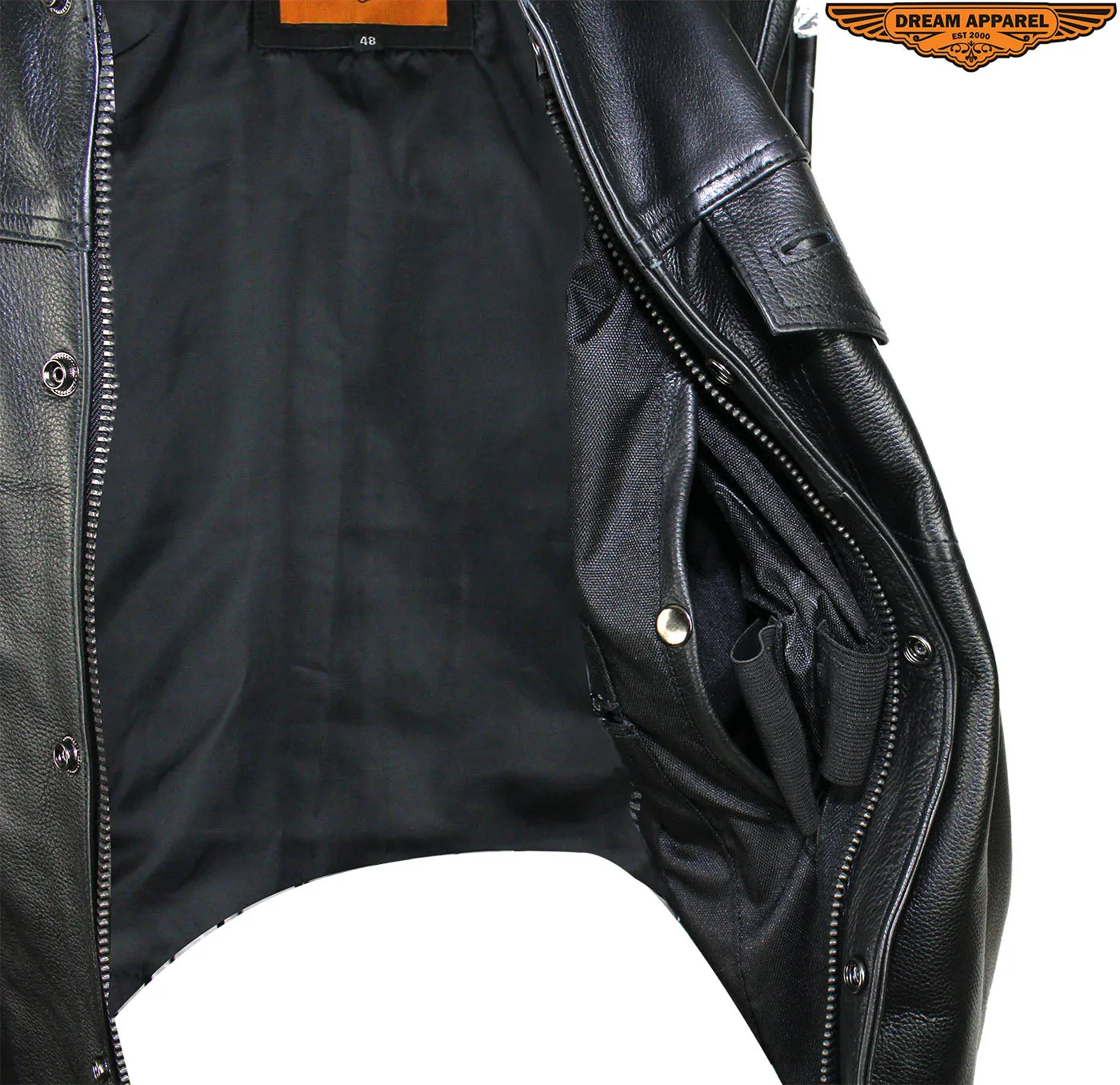 Men's Leather Gun Pocket Vest with Side Laces