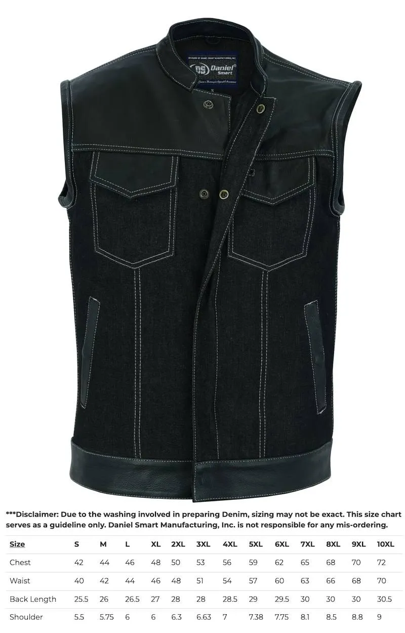 Men's Leather/Denim Combo Vest
