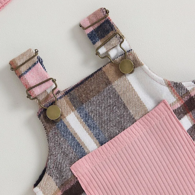 Misha Plaid Overall Dress Set
