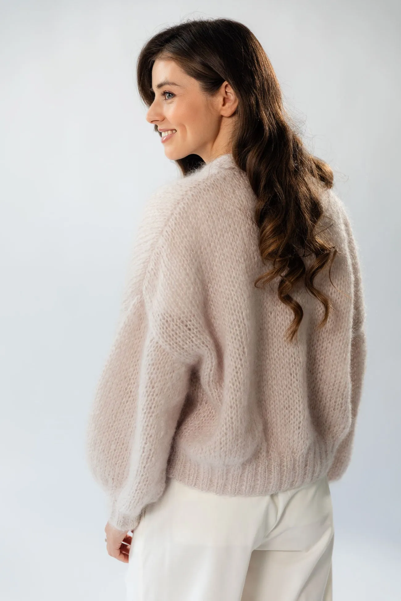 Mohair Cardigan with Balloon Sleeves
