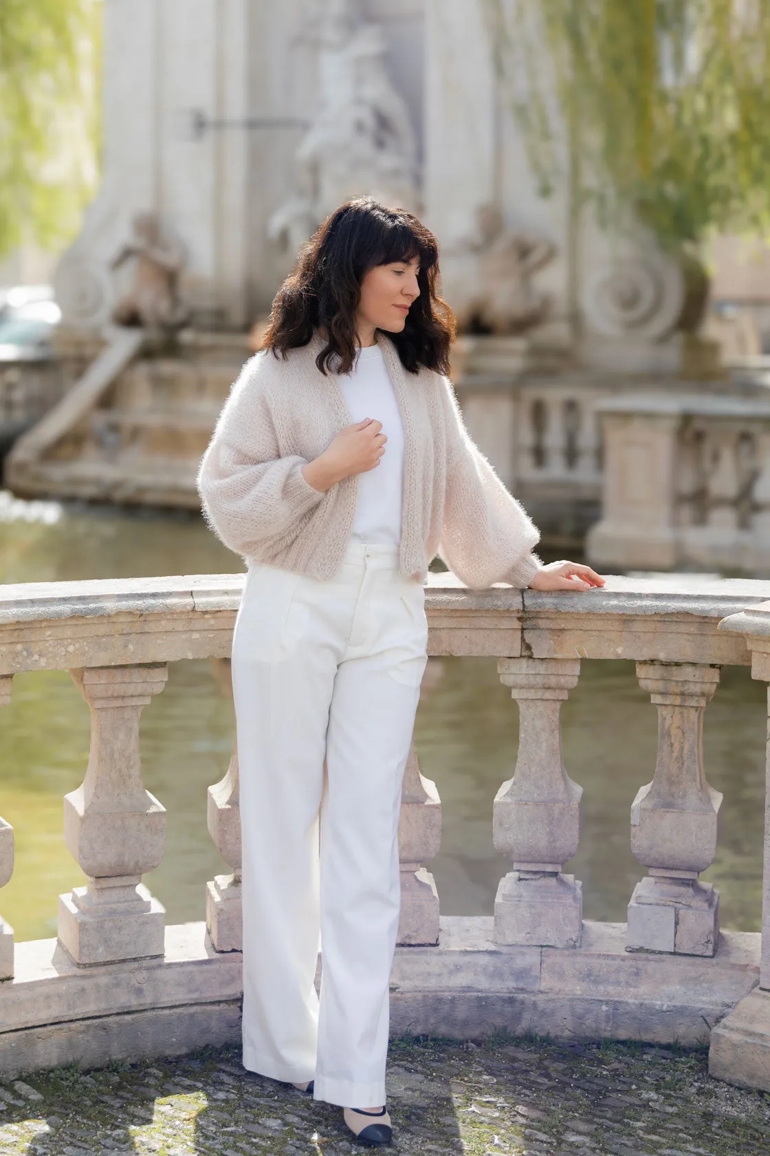 Mohair Cardigan with Balloon Sleeves