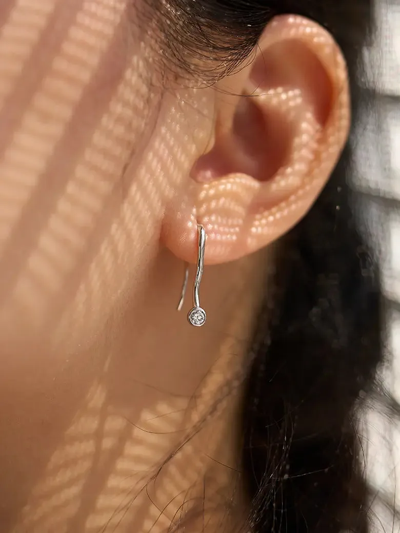 OBY Diamond Solitaire Silver Stud Earrings