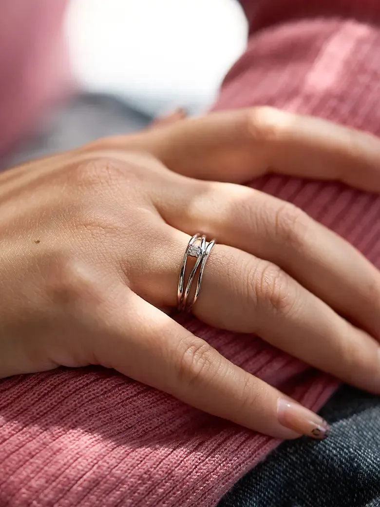 OBY Diamond Triple Silver Stacking Ring