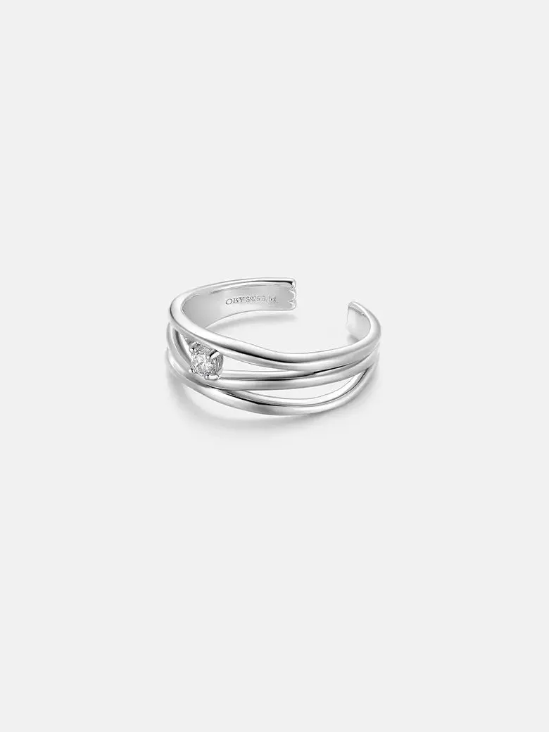OBY Diamond Triple Silver Stacking Ring
