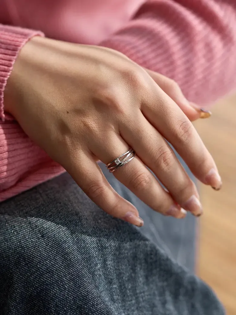 OBY Diamond Triple Silver Stacking Ring