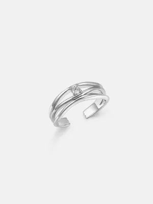 OBY Diamond Triple Silver Stacking Ring