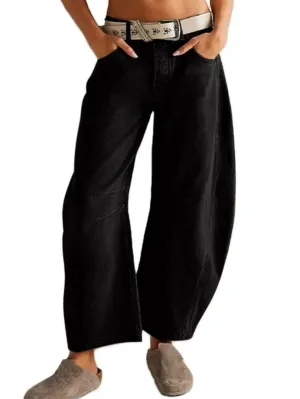 Oversized black barrel jeans