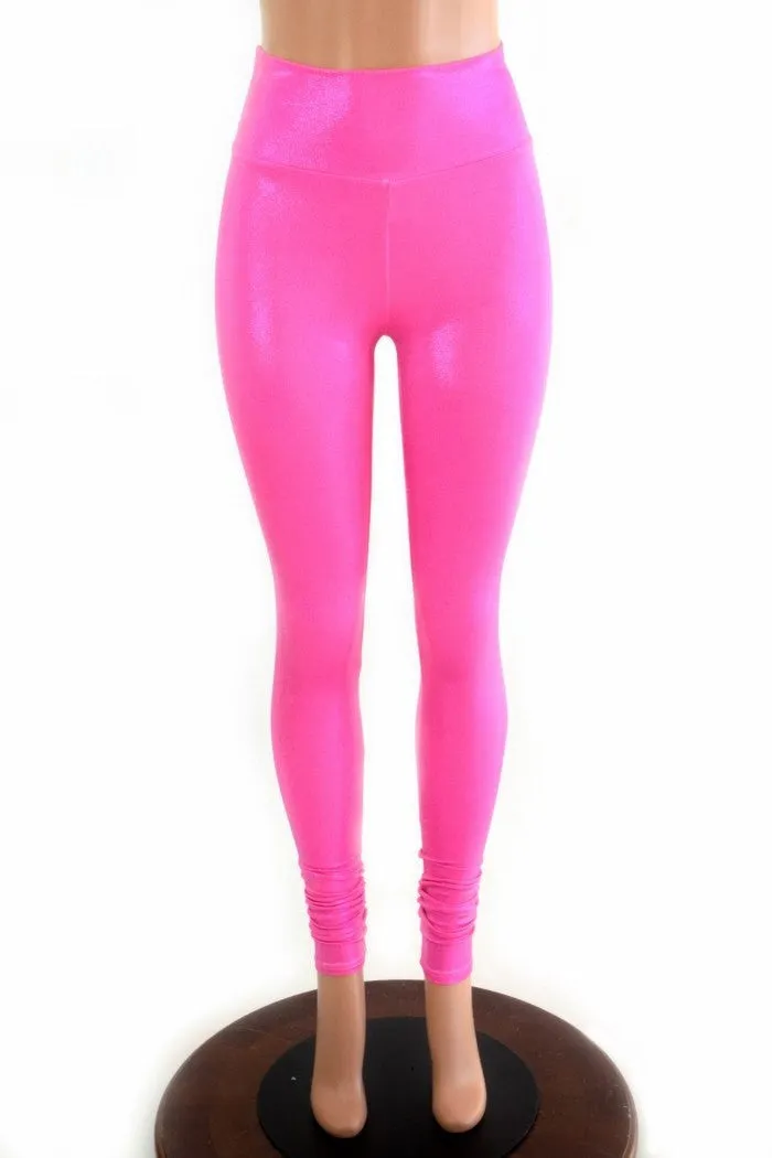 Pink Holographic High Waist Leggings
