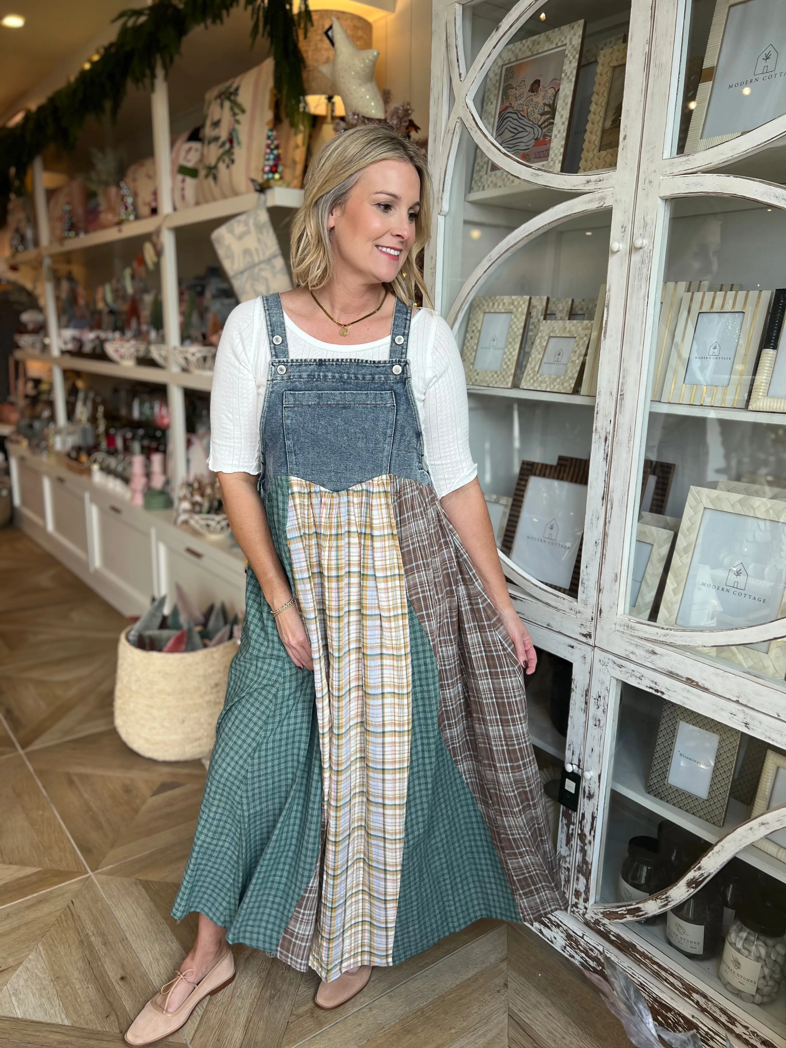 Plaid Overall Maxi Dress