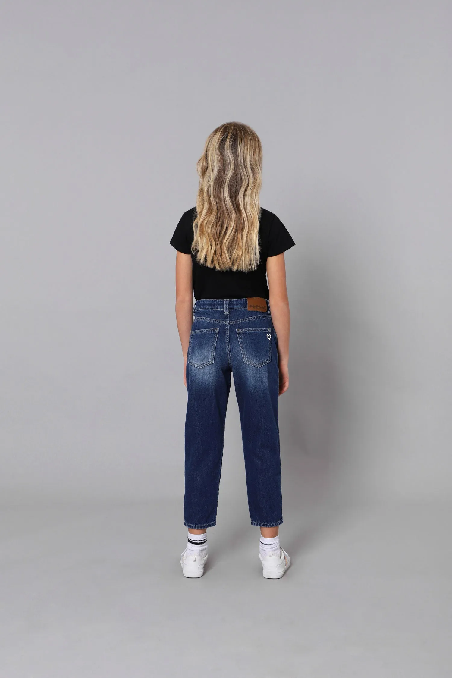 Please Pantalone Denim Mom-Fit effetto Délavé PHG4F98G31 1670 blue denim