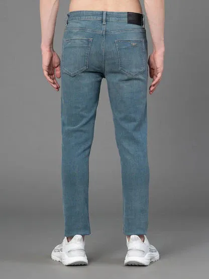 RedTape Men's Slate Solid Washed Cotton Spandex Skinny Jeans