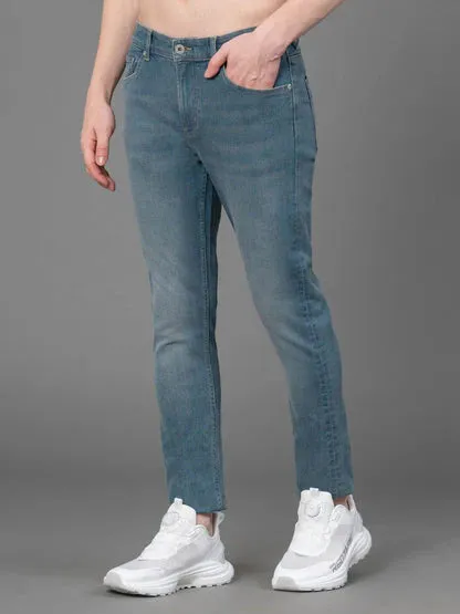 RedTape Men's Slate Solid Washed Cotton Spandex Skinny Jeans