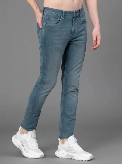 RedTape Men's Slate Solid Washed Cotton Spandex Skinny Jeans