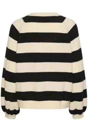 Saint Tropez Garbie Cardigan in Ice Black Stripe