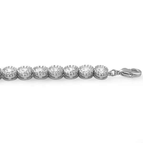 Silver Tone 13 CTW CZ Bezel Set Tennis Bracelet