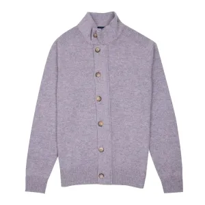 Silver Virgin Wool Button Down Sweater