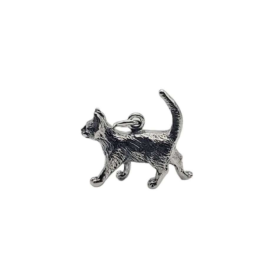 Sterling Silver Halloween Walking Cat Charm