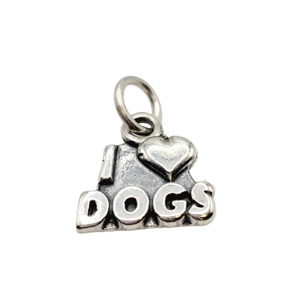 Sterling Silver I Love Dogs Charm