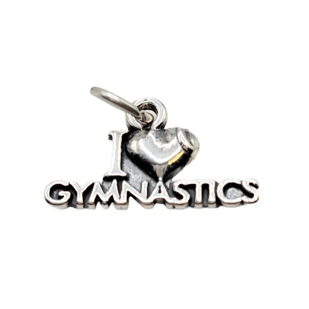Sterling Silver I Love Gymnastics Charm