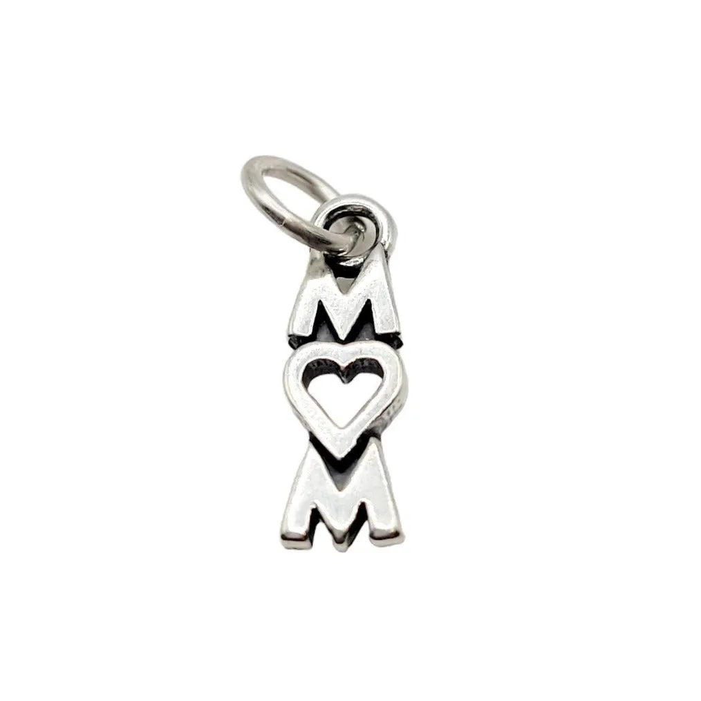 Sterling Silver Mom With Heart Charm