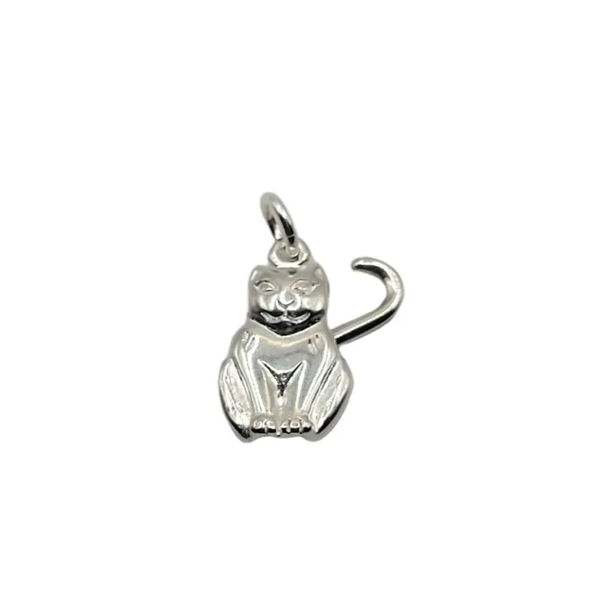 Sterling Silver Moveable Tail Cat Charm