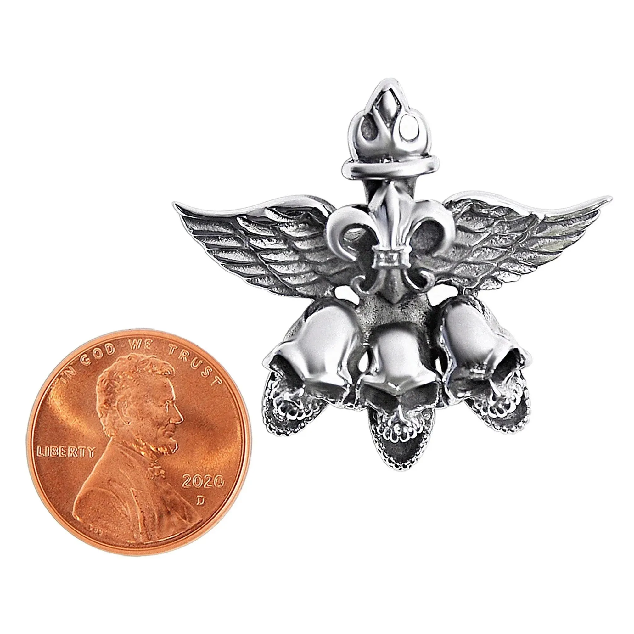 Sterling Silver Skulls And Wings Charm