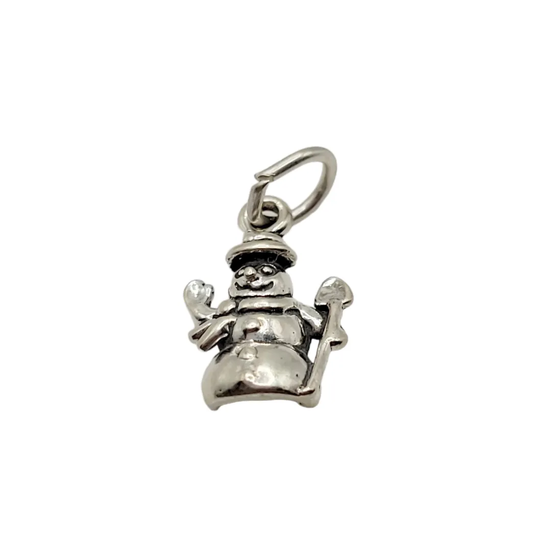Sterling Silver Small Snowman Holiday Charm