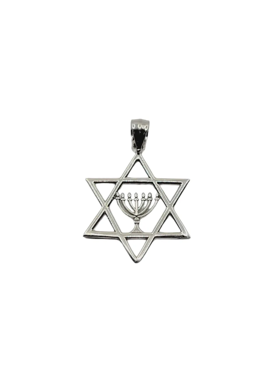Sterling Silver Star Of David With Menorah Charm