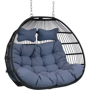 Sunnydaze Liza Loveseat Egg Chair with Cushions - Gray