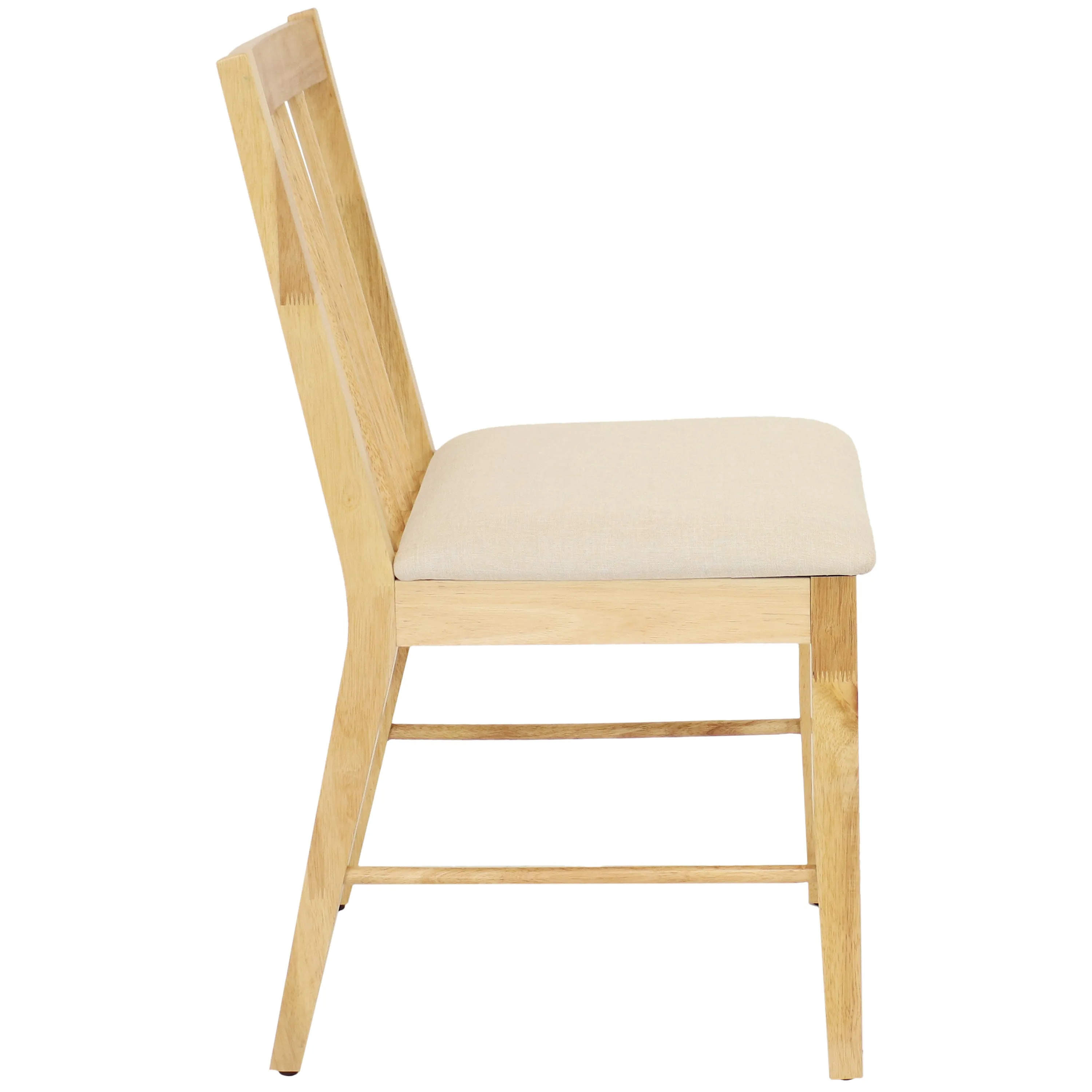 Sunnydaze Set of 2 Slat-Back Dining Chairs - Natural with Beige Cushions