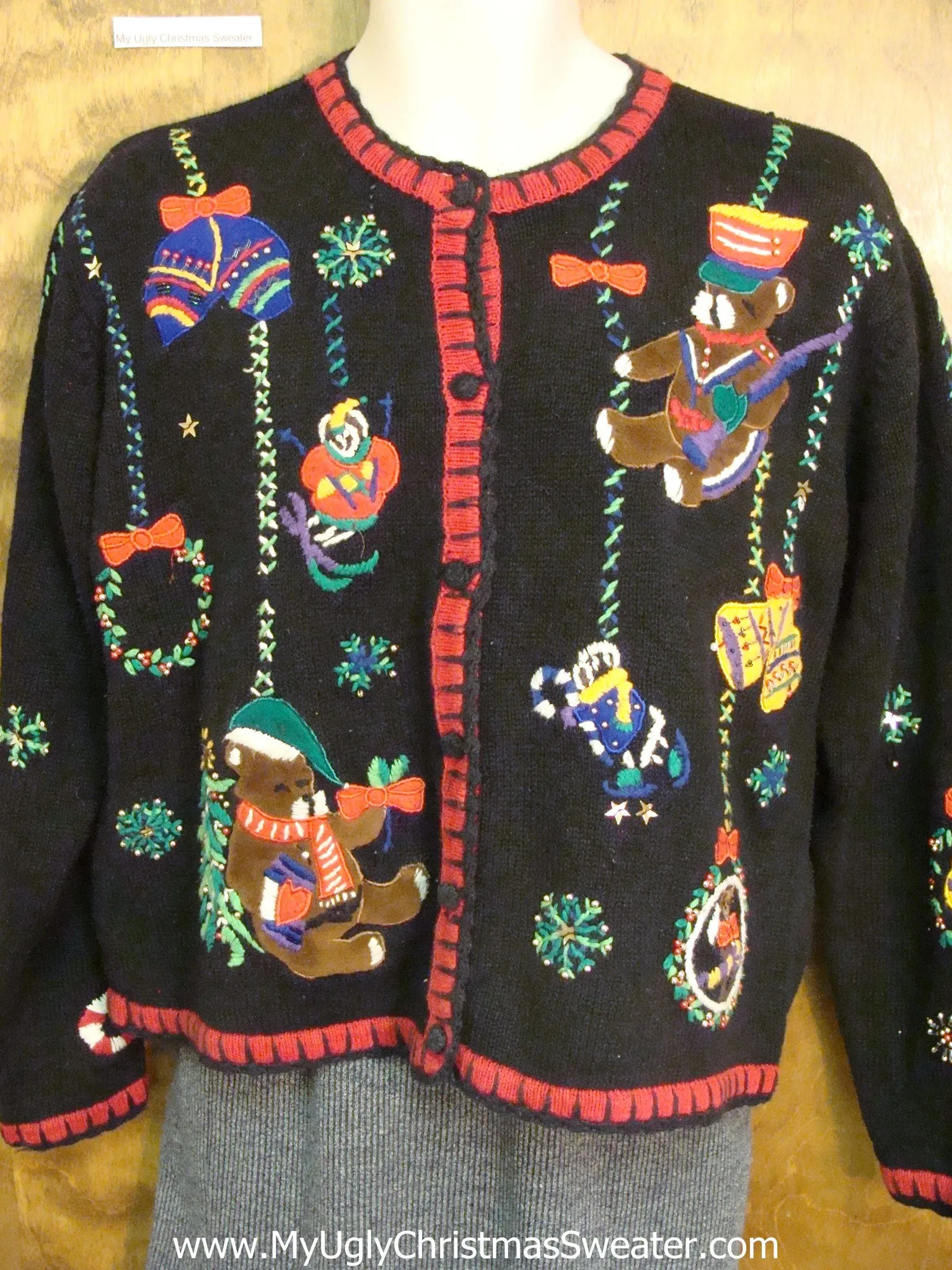 Teddy Bear Circus Ugly Christmas Sweater Cardigan